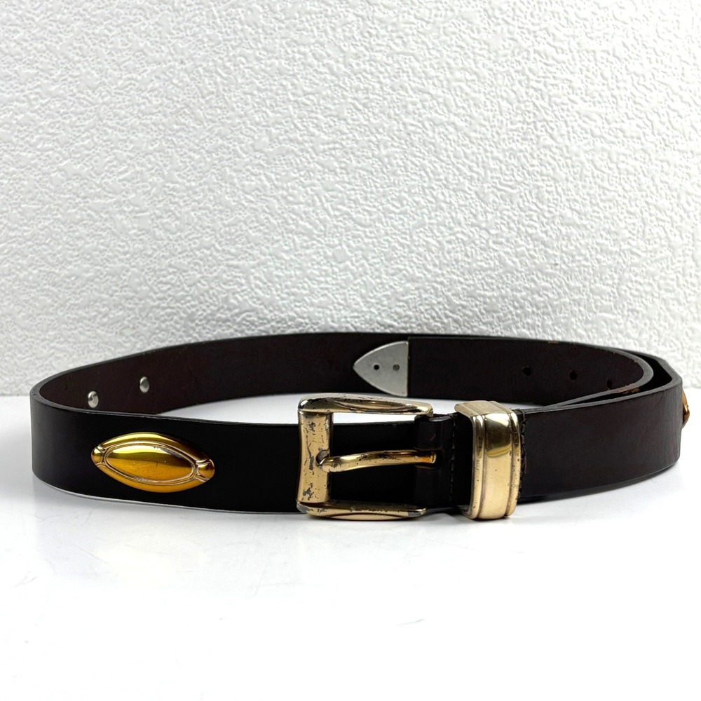 Bosca Leather Belt Mens 36 Brown Gold Conches Western Made in Canada